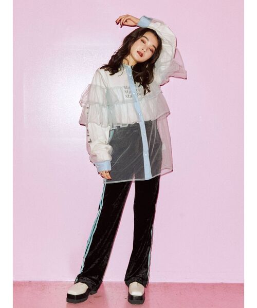 jouetie（ジュエティ）の「ベロアラインフレアパンツ（その他パンツ・レディース・ブラック/ピンク/ブルー・MEDIUM）」の8枚目の写真