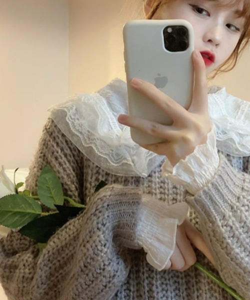 LAC-VERT(ラック・ヴェール)の「ふわふわ襟レースシャツ(シャツ/ブラウス・レディース・アイボリー・FREE)」の13枚目の写真