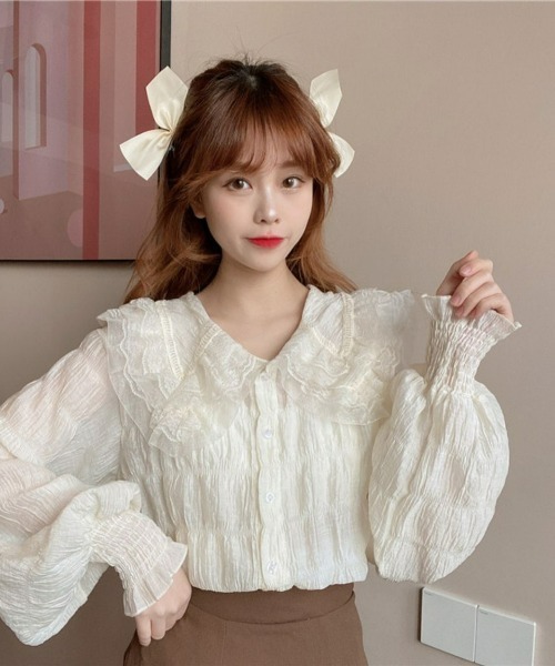 LAC-VERT(ラック・ヴェール)の「ふわふわ襟レースシャツ(シャツ/ブラウス・レディース・アイボリー・FREE)」の8枚目の写真