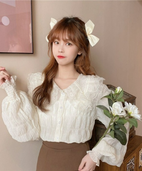 LAC-VERT(ラック・ヴェール)の「ふわふわ襟レースシャツ(シャツ/ブラウス・レディース・アイボリー・FREE)」の9枚目の写真