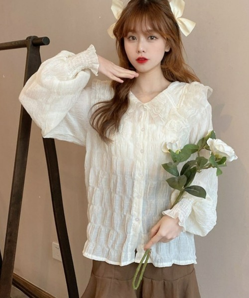 LAC-VERT(ラック・ヴェール)の「ふわふわ襟レースシャツ(シャツ/ブラウス・レディース・アイボリー・FREE)」の10枚目の写真