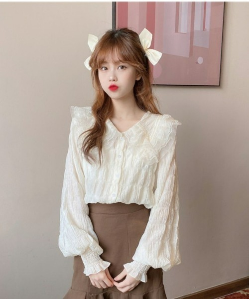 LAC-VERT(ラック・ヴェール)の「ふわふわ襟レースシャツ(シャツ/ブラウス・レディース・アイボリー・FREE)」の7枚目の写真