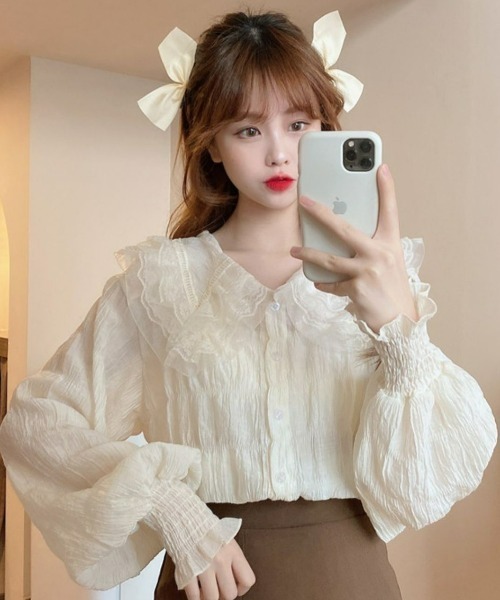 LAC-VERT(ラック・ヴェール)の「ふわふわ襟レースシャツ(シャツ/ブラウス・レディース・アイボリー・FREE)」の12枚目の写真