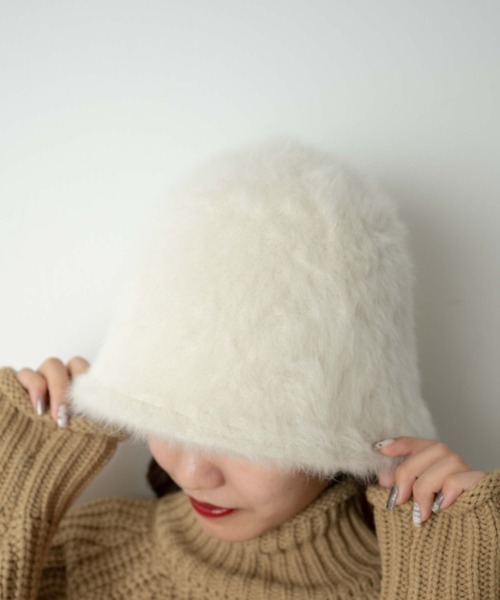 WEGO（ウィゴー）の「WEGO/アンゴラクローシュハット（ハット・レディース・ブラック/サックスブルー/オフホワイト・FREE）」の2枚目の写真