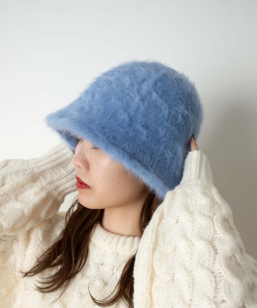 WEGO（ウィゴー）の「WEGO/アンゴラクローシュハット（ハット・レディース・ブラック/サックスブルー/オフホワイト・FREE）」の5枚目の写真