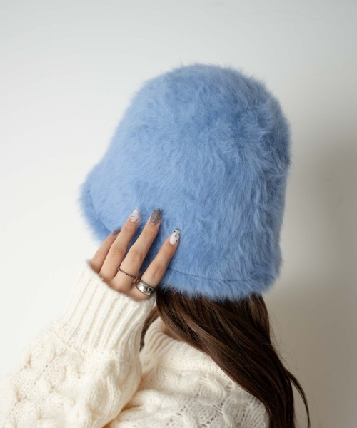 WEGO（ウィゴー）の「WEGO/アンゴラクローシュハット（ハット・レディース・ブラック/サックスブルー/オフホワイト・FREE）」の4枚目の写真