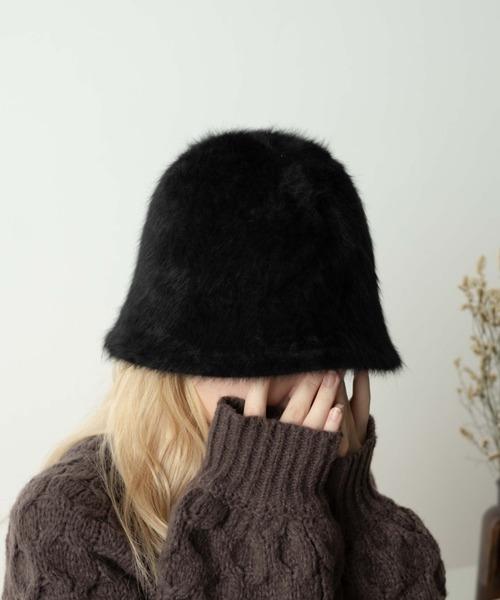 WEGO（ウィゴー）の「WEGO/アンゴラクローシュハット（ハット・レディース・ブラック/サックスブルー/オフホワイト・FREE）」の6枚目の写真