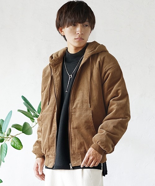 MinoriTY（マイノリティ）の「【MinoriTY】コーデュロイ フード/フーディー ジップ アクティブアウター 春服 冬服 ブルゾン メンズ（ブルゾン・メンズ・ブラック/アイボリー/キャメル・M/L/XL）」の4枚目の写真