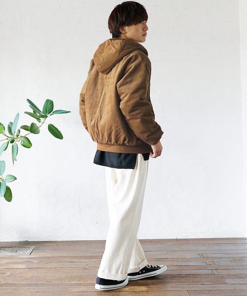 MinoriTY（マイノリティ）の「【MinoriTY】コーデュロイ フード/フーディー ジップ アクティブアウター 春服 冬服 ブルゾン メンズ（ブルゾン・メンズ・ブラック/アイボリー/キャメル・M/L/XL）」の9枚目の写真