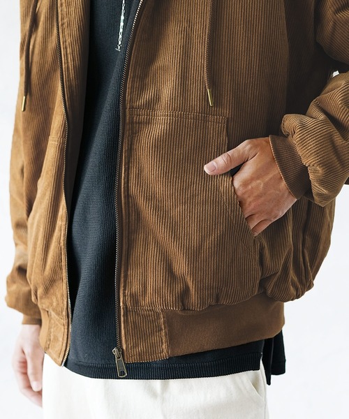 MinoriTY（マイノリティ）の「【MinoriTY】コーデュロイ フード/フーディー ジップ アクティブアウター 春服 冬服 ブルゾン メンズ（ブルゾン・メンズ・ブラック/アイボリー/キャメル・M/L/XL）」の19枚目の写真