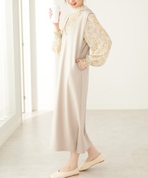 ポンチVネックロングジャンパースカート
