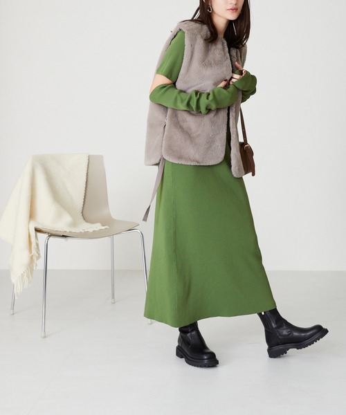 acro(アクロ)の「マルチWAYカットアウトニットワンピ〈手洗い可能〉/AC2303(ワンピース・レディース・ブラック/カーキ/オレンジ・フリ-)」の1枚目の写真