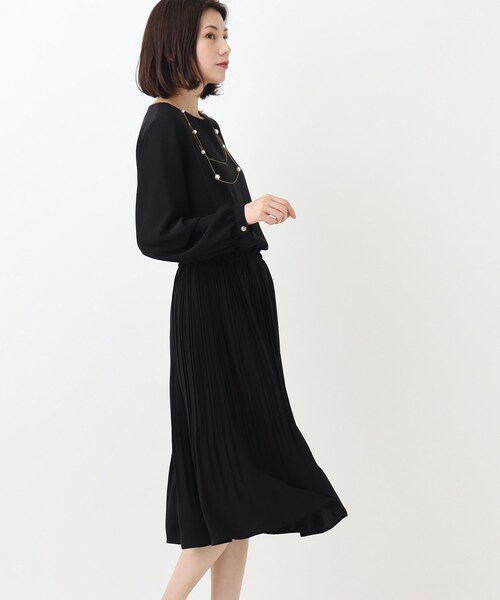 SHOO・LA・RUE（シューラルー）の「◆【S-3L】軽やかに上品に ボトムプリーツワンピース（ワンピース・レディース・ブラック系2/ブラック系5・04/03/02/01/05）」の13枚目の写真