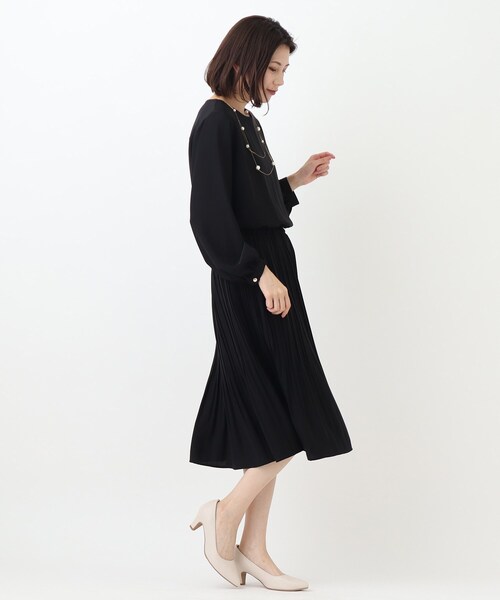 SHOO・LA・RUE（シューラルー）の「◆【S-3L】軽やかに上品に ボトムプリーツワンピース（ワンピース・レディース・ブラック系2/ブラック系5・04/03/02/01/05）」の10枚目の写真
