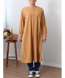 【M～5L 大きいサイズ】チェック柄 Ａライン ワンピース