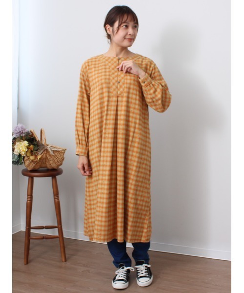 MB mint breeze(エムビーミントブリーズ)の「【M~5L 大きいサイズ】チェック柄 Aライン ワンピース(ワンピース・レディース・ネイビー/オレンジ・LL/3L/4L/5L/L/M)」の13枚目の写真