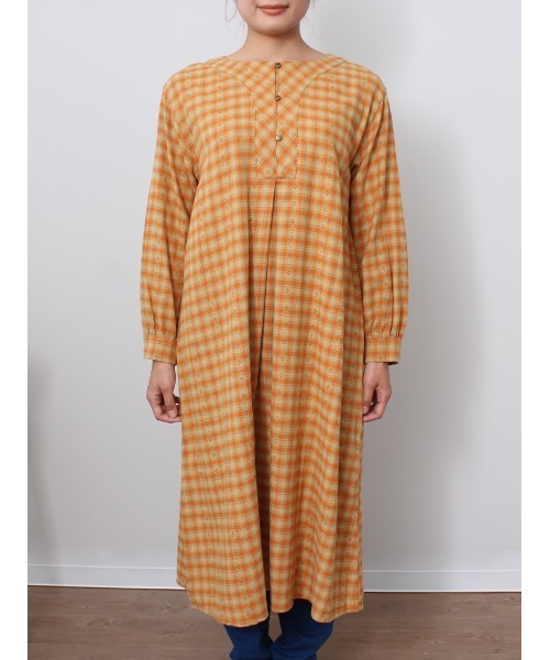 MB mint breeze(エムビーミントブリーズ)の「【M~5L 大きいサイズ】チェック柄 Aライン ワンピース(ワンピース・レディース・ネイビー/オレンジ・LL/3L/4L/5L/L/M)」の10枚目の写真