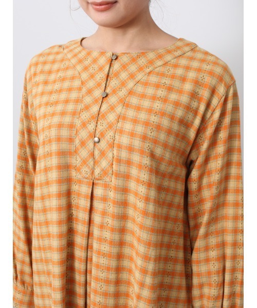 MB mint breeze(エムビーミントブリーズ)の「【M~5L 大きいサイズ】チェック柄 Aライン ワンピース(ワンピース・レディース・ネイビー/オレンジ・LL/3L/4L/5L/L/M)」の16枚目の写真