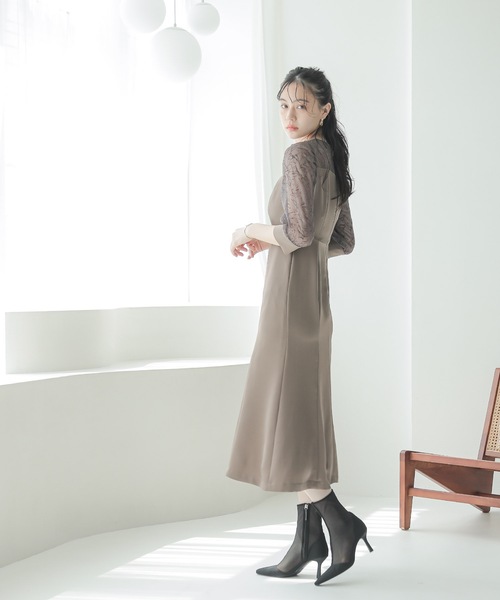 niana(ニアナ)の「花柄フロッキーサテンマーメイドシルエットドレス(ドレス・レディース・ブラウン/ブラック/オフホワイト・9号)」の20枚目の写真