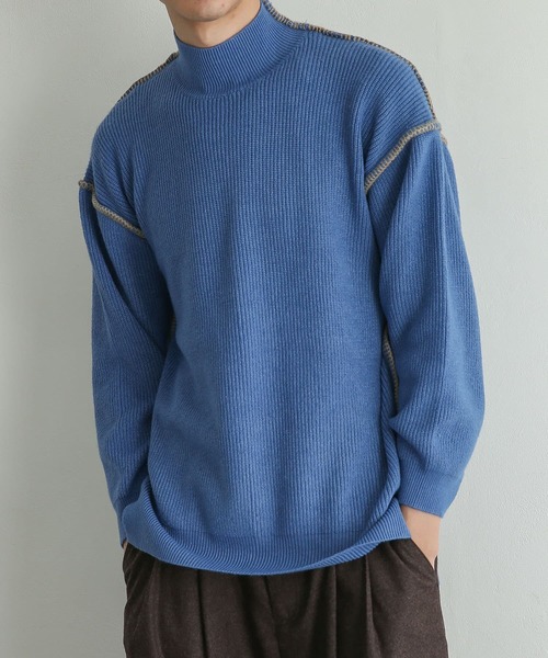 SENSE OF PLACE by URBAN RESEARCH(センスオブプレイスバイアーバンリサーチ)の「『ユニセックス』ハンドステッチルーズセーター(ニット/セーター・メンズ・チャコールグレー/ブラック/ブルー/グリーン/アイボリー・MEDIUM/LARGE)」の5枚目の写真