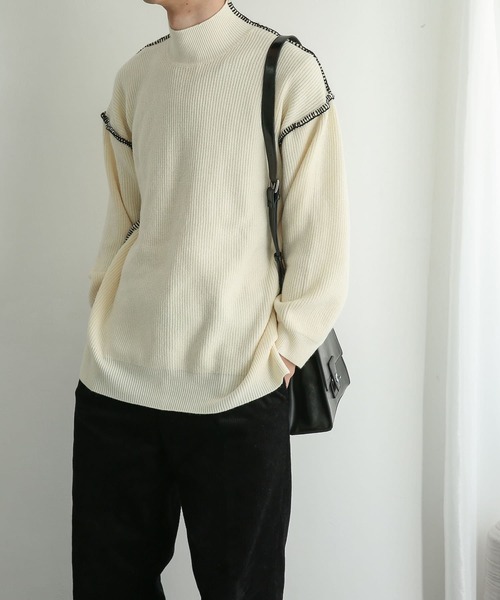 SENSE OF PLACE by URBAN RESEARCH(センスオブプレイスバイアーバンリサーチ)の「『ユニセックス』ハンドステッチルーズセーター(ニット/セーター・メンズ・チャコールグレー/ブラック/ブルー/グリーン/アイボリー・MEDIUM/LARGE)」の10枚目の写真