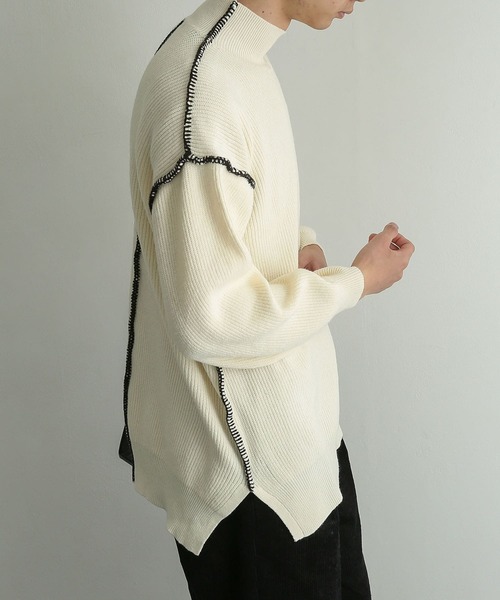 SENSE OF PLACE by URBAN RESEARCH(センスオブプレイスバイアーバンリサーチ)の「『ユニセックス』ハンドステッチルーズセーター(ニット/セーター・メンズ・チャコールグレー/ブラック/ブルー/グリーン/アイボリー・MEDIUM/LARGE)」の11枚目の写真