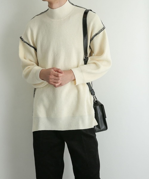 SENSE OF PLACE by URBAN RESEARCH(センスオブプレイスバイアーバンリサーチ)の「『ユニセックス』ハンドステッチルーズセーター(ニット/セーター・メンズ・チャコールグレー/ブラック/ブルー/グリーン/アイボリー・MEDIUM/LARGE)」の12枚目の写真