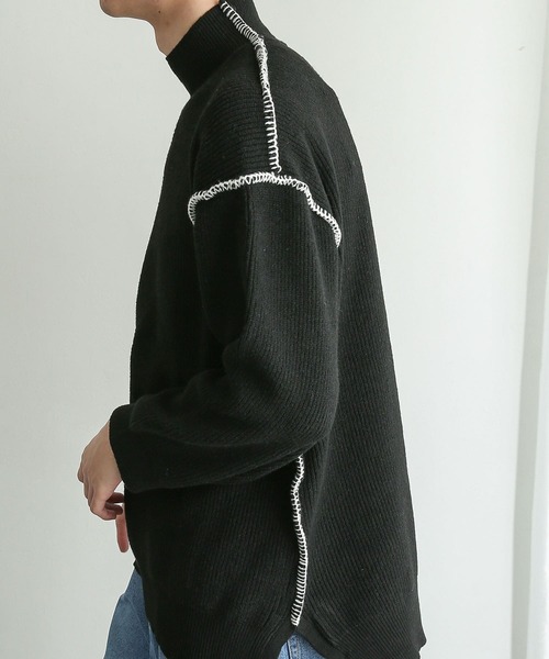 SENSE OF PLACE by URBAN RESEARCH(センスオブプレイスバイアーバンリサーチ)の「『ユニセックス』ハンドステッチルーズセーター(ニット/セーター・メンズ・チャコールグレー/ブラック/ブルー/グリーン/アイボリー・MEDIUM/LARGE)」の19枚目の写真