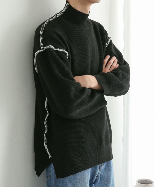 SENSE OF PLACE by URBAN RESEARCH(センスオブプレイスバイアーバンリサーチ)の「『ユニセックス』ハンドステッチルーズセーター(ニット/セーター・メンズ・チャコールグレー/ブラック/ブルー/グリーン/アイボリー・MEDIUM/LARGE)」の20枚目の写真