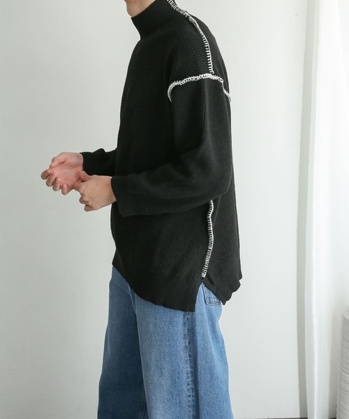 SENSE OF PLACE by URBAN RESEARCH(センスオブプレイスバイアーバンリサーチ)の「『ユニセックス』ハンドステッチルーズセーター(ニット/セーター・メンズ・チャコールグレー/ブラック/ブルー/グリーン/アイボリー・MEDIUM/LARGE)」の21枚目の写真