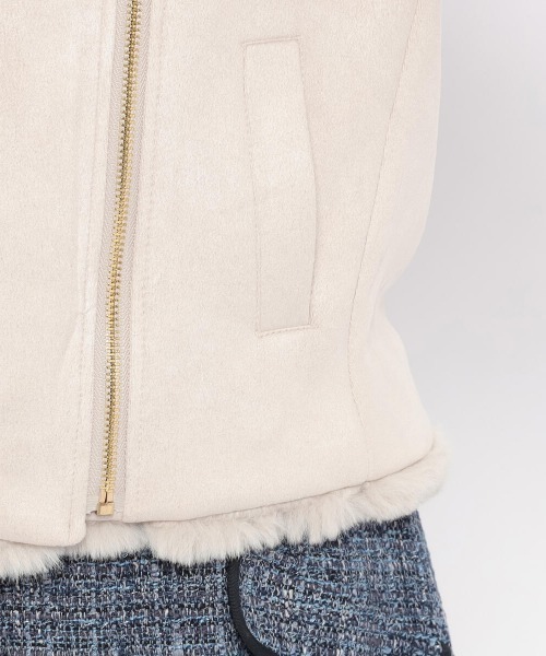 MISCH MASCH(ミッシュマッシュ)の「スエードボンディングボア付ライダースジャケット(ブルゾン・レディース・ピンク系その他/ベージュ/ライトグレー・MEDIUM)」の10枚目の写真