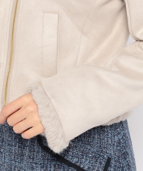 MISCH MASCH(ミッシュマッシュ)の「スエードボンディングボア付ライダースジャケット(ブルゾン・レディース・ピンク系その他/ベージュ/ライトグレー・MEDIUM)」の13枚目の写真