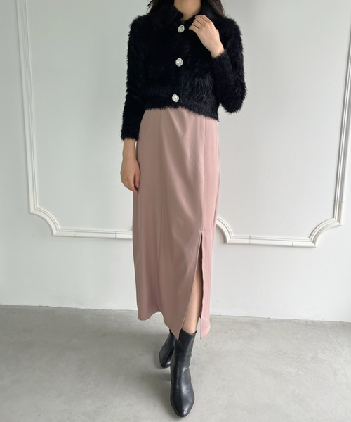 Loueme（ルエム）の「2wayシャギータッチビジューボタンショートカーディガン（カーディガン/ボレロ・レディース・ホワイト/ブラック・FREE）」の9枚目の写真