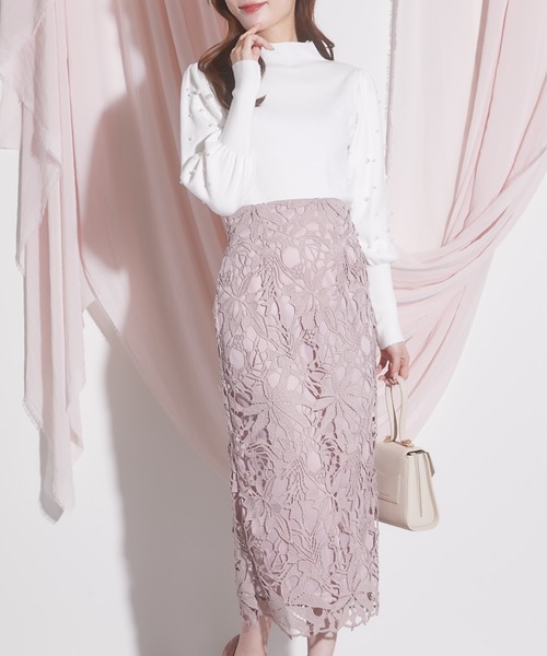 tocco closet（トッコ　クローゼット）の「【ZOZO限定】カットワークフラワーレース刺繍タイトスカート（スカート・レディース・ピンク系その他/オフホワイト/チャコールグレー/ミント/グレー系その他/ブラック/ベージュ・M/S）」の22枚目の写真