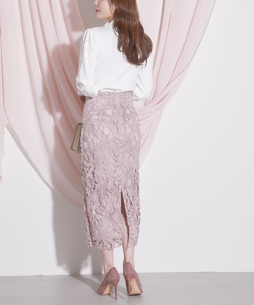 tocco closet（トッコ　クローゼット）の「【ZOZO限定】カットワークフラワーレース刺繍タイトスカート（スカート・レディース・ピンク系その他/オフホワイト/チャコールグレー/ミント/グレー系その他/ブラック/ベージュ・M/S）」の21枚目の写真