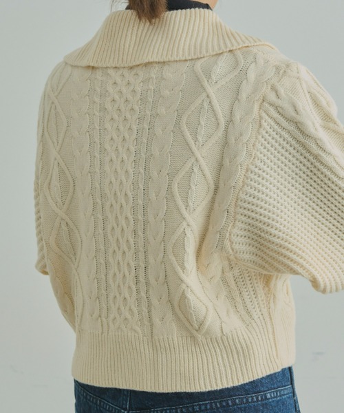 EDIT Gris（エディットグリ）の「ビックカラーカーディガン（ニット/セーター・レディース・ブラック/アイボリー/レッド・FREE）」の2枚目の写真