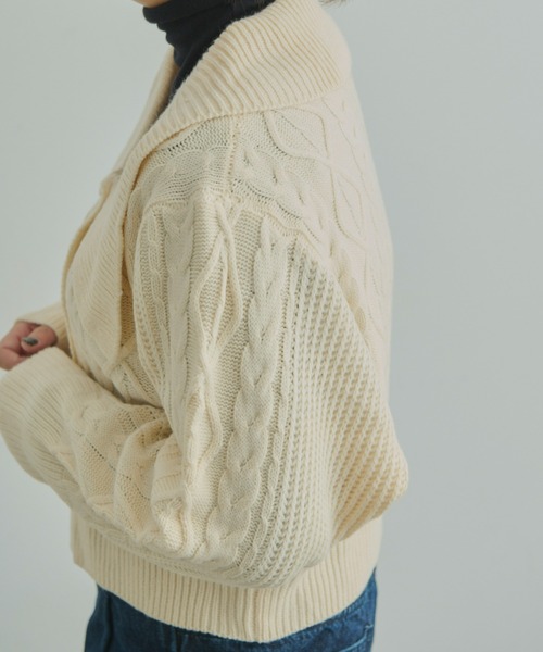 EDIT Gris（エディットグリ）の「ビックカラーカーディガン（ニット/セーター・レディース・ブラック/アイボリー/レッド・FREE）」の16枚目の写真