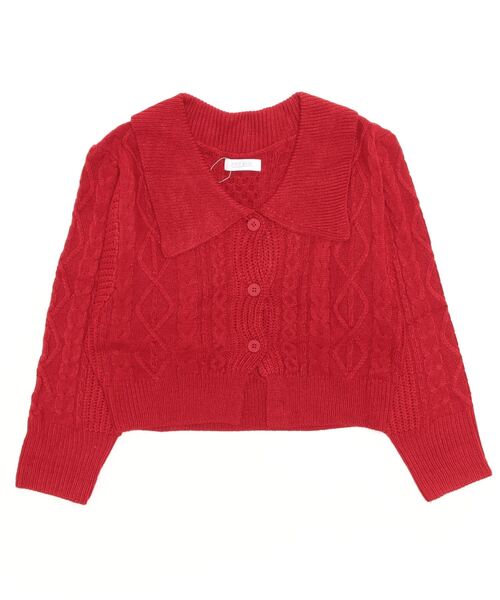 EDIT Gris（エディットグリ）の「ビックカラーカーディガン（ニット/セーター・レディース・ブラック/アイボリー/レッド・FREE）」の11枚目の写真