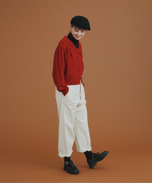 EDIT Gris（エディットグリ）の「ビックカラーカーディガン（ニット/セーター・レディース・ブラック/アイボリー/レッド・FREE）」の12枚目の写真