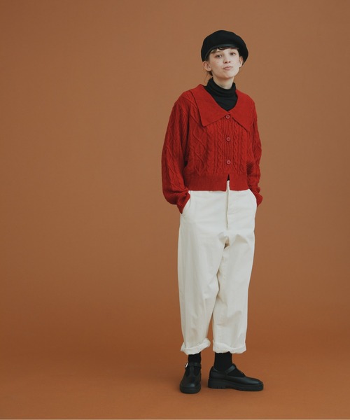 EDIT Gris（エディットグリ）の「ビックカラーカーディガン（ニット/セーター・レディース・ブラック/アイボリー/レッド・FREE）」の13枚目の写真