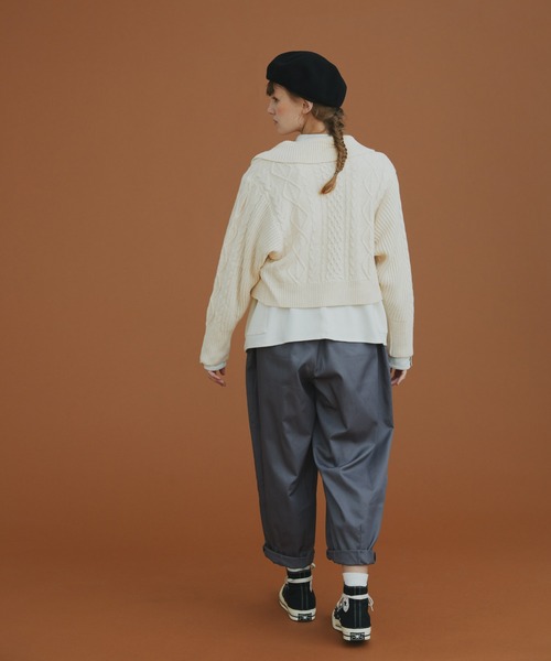 EDIT Gris（エディットグリ）の「ビックカラーカーディガン（ニット/セーター・レディース・ブラック/アイボリー/レッド・FREE）」の18枚目の写真