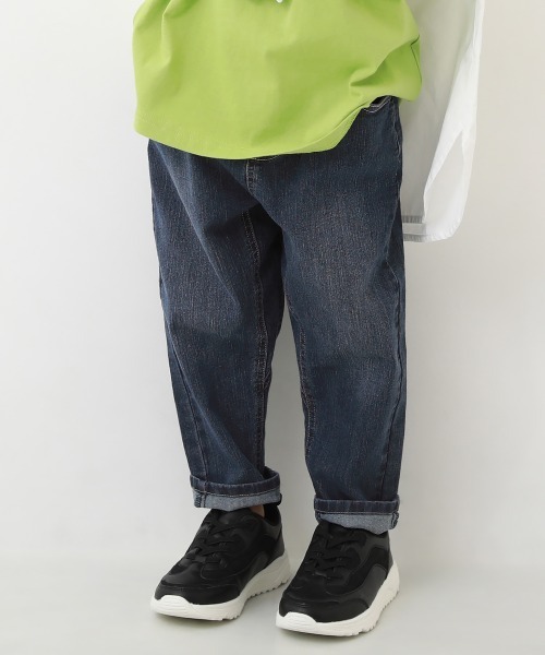 devirock(デビロック)の「楽デニム ペグトップパンツ(デニムパンツ・キッズ・ワンウォッシュ/サックスブルー/ネイビー・100cm/110cm/120cm/130cm/140cm/150cm/160cm)」の1枚目の写真