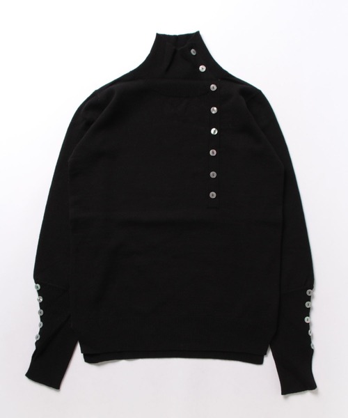 Day and Grade（デイアンドグレイド）の「オリジナルシェルボタンニット（ニット/セーター・レディース・パープル/ブラック/ホワイト・FREE）」の4枚目の写真