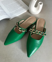 チェーンベルトポインテッドトゥミュール