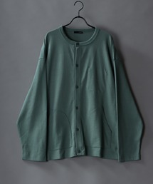 Big silhouette garter jacquard crew neck cardigan / ビッグシルエット ガータージャガード クルーネック カーディガン