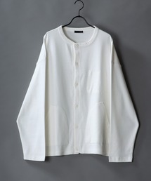 Big silhouette garter jacquard crew neck cardigan / ビッグシルエット ガータージャガード クルーネック カーディガン