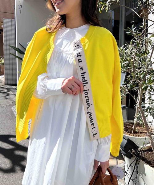 PICCIN（ピッチン）の「ロゴテープドットボタンカーディガン（カーディガン/ボレロ・レディース・ピンク/イエロー/ブラック・M）」の2枚目の写真