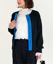 ロゴテープドットボタンカーディガン