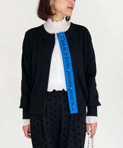 PICCIN（ピッチン）の「ロゴテープドットボタンカーディガン（カーディガン/ボレロ・レディース・ピンク/イエロー/ブラック・M）」の10枚目の写真