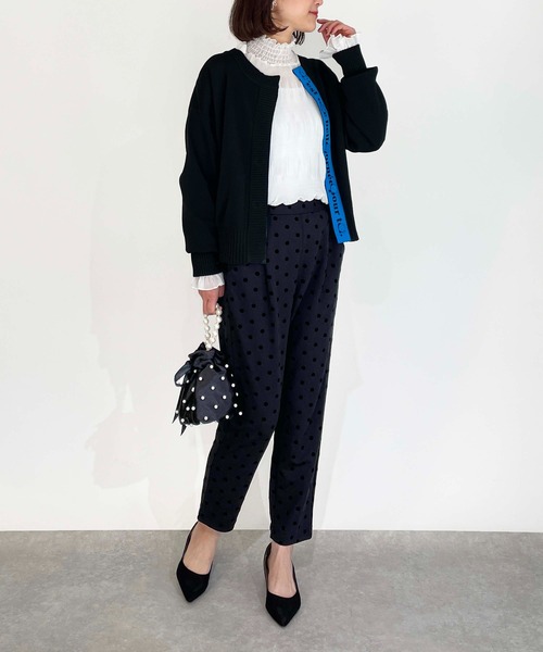 PICCIN（ピッチン）の「ロゴテープドットボタンカーディガン（カーディガン/ボレロ・レディース・ピンク/イエロー/ブラック・M）」の4枚目の写真